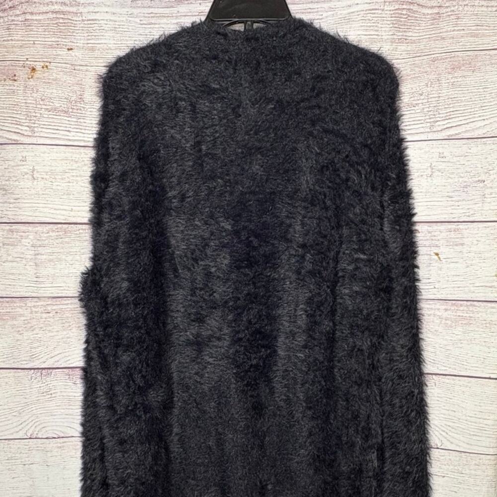 Free People Black Faux Fur Open Front Pocket Plush Cozy Cardigan Sweater Small - Picture 7 of 10